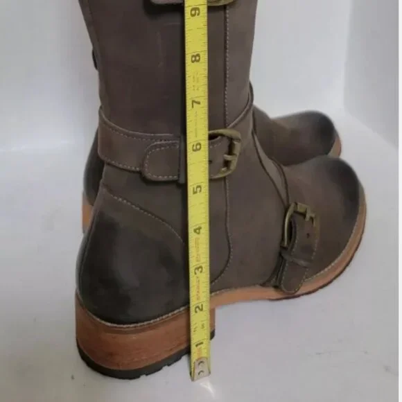 Anthropologie Fortress Inca Handmade Delray Charcoal Nubuck  Riding Boots Sz 9 - Picture 3 of 8